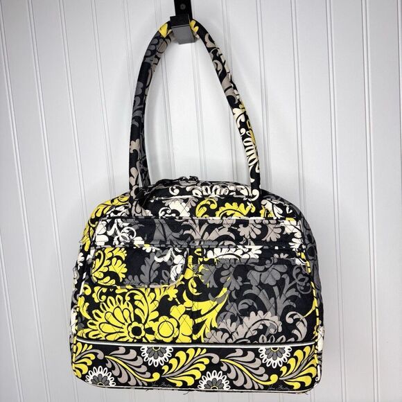 Retired Vera Bradley BAROQUE Large Weekender Travel Bag Green Black - Picture 2 of 11